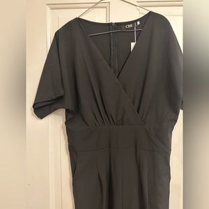 Black short sleeve jumpsuit with ankle ties